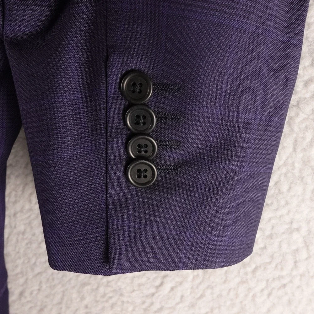 Ermenegildo Zegna Traveller Blue Wool Blazer Glen Check‎ 38R Italy Saks Fifth
